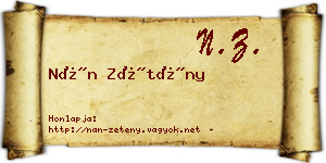 Nán Zétény névjegykártya